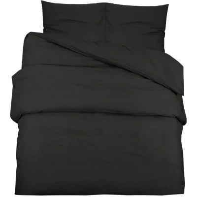 Image of vidaXL Duvet Cover Set Black 135x200 cm Light weight Microfiber