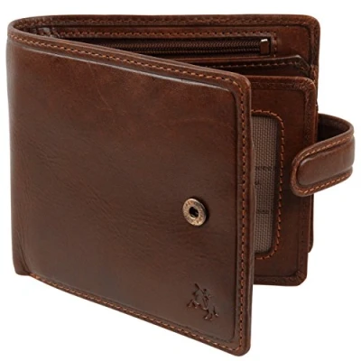 Image of Mens Italian Leather Stylish RFID Protected Tabbed Wallet by Visconti Tuscany Gift Box Tan