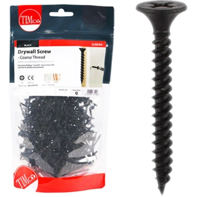 Image of 3x TIMCO Drywall Screws Coarse Thread PH Bugle Black 00032DRYCB Pack of 400