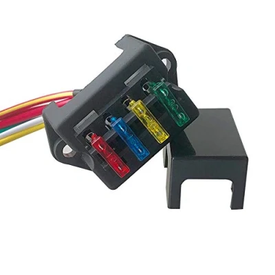 Image of QitinDasen Premium 4 Way Car Blade Fuse Block Box, 2 Input Output Standard Holder, with Wire and 10Pcs Free Fuse, for Boat Marine Trike (12V / 24V 32V 48V)