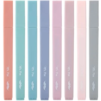 Image of Mr. Pen Aesthetic Cute Highlighters, 8 pcs, Chisel Tip, Earthy Colors, Assorted Colors,No Bleed Bible Pastel Highlighter Set