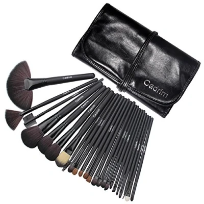 Image of Cadrim Professional Makeup Brushes 24 pcs Natural Hair Cosmetic Brush Set Travel Kit with Case Soft Make Up (24pcs Black)