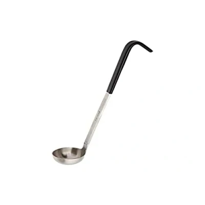Image of Vogue Heavy Duty Colour Coded Ladle 30 ml/1 oz, Black, Stainless Steel, Soup &amp; Stock Ladle, Long Handle with Storage Hook, Size: 335(L)mm, Stamped Capacity Marking, CD144