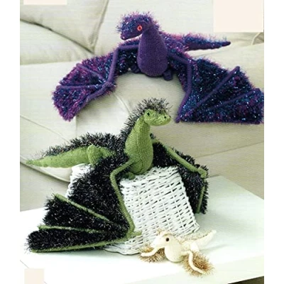 Image of King Cole Tinsel Chunky &amp; Pricewise DK Knitting Pattern Adult or Baby Dragons (9051) by