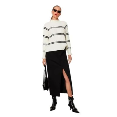Image of Trendyol FeMan Regular fit Basic Standing Collar Knitwear Sweater,Ecru,S
