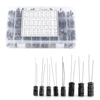 Image of 500pcs 24 Values Aluminum Electrolytic Capacitor Assorted Kit Capacitors Practical DIY Accessories Black Compatible Box Set 10V 50V 0.1uF to 1000uF