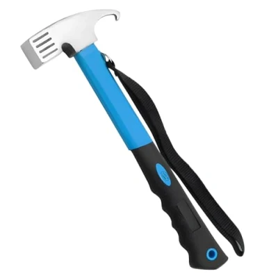 Image of Camping Hammer Mallet Tent Peg Stake Puller, Outdoor Multifunction High Carbon Steel Hook Angle Design for Picnic or Hiking Backpacking (Blue)