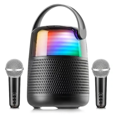 Image of Mi Mic Kids Karaoke Machine Model MMC3 with LED Lights, Wireless Microphones, Portable Bluetooth Speaker