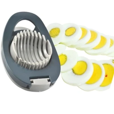 Image of Egg Slicer Stainless Steel Wire Multifunctional Cutter for Evenly Slicing Boiled Eggs Ham Banana and Strawberry(Blue)