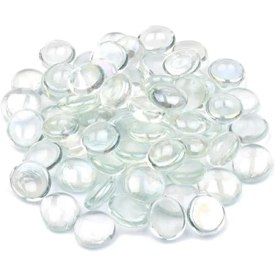 Image of ARSUK Glass Pebbles Decorative Stones Beads Nuggets Gems Mosaic Tiles for Vases Craft Garden Bowls Fish Tank (180 pcs Clear)
