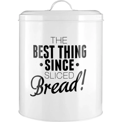 Image of Premier Housewares 507480 Pun and Games Bread Bin, White 23 x 26 cm