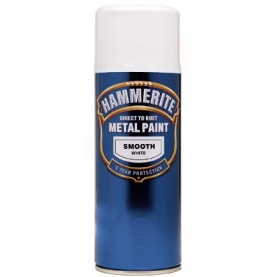 Image of Hammerite Direct to Rust Metal Paint Aerosol Smooth White Finish 400ML