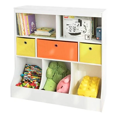 Image of SoBuy® KMB26 W, Children Kids Bookcase Book Shelf Toy Storage Unit Display Organizer with Fabric Drawers