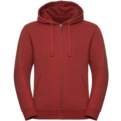 Image of Russell Athletic Mens Authentic Melange Zip Hoodie (Brick Red Melange) Multicolour Size X Small