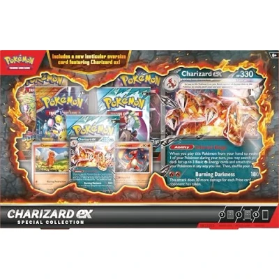 Image of Pokémon TCG: Charizard ex Special Collection (1 Foil Promo Card, 2 Cards, 1 Oversize Lenticular Card &amp; 5 Booster Packs)