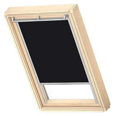 Image of VELUX Original Roof Window Blackout Blind for MK06, Black, with Grey Guide Rail
