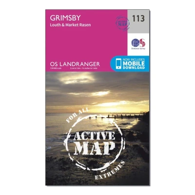 Image of Landranger Active 113 Grimsby, Louth &amp; Market Rasen Map With Digital Version