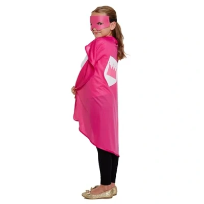 Image of Lizzy Child Pink Superhero Costume Set (One Size) Kids school Pretend Theme Party Fancy dress outfit Accessory Cosplay, World Book Day Halloween, Christmas
