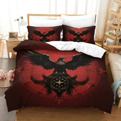 Image of KOABERUVN Eagle 3D Print Duvet Cover Microfiber Quilt with Zipper Closure for Kids Teens Adults Bedding 3 Piece Set Double（200x200cm）