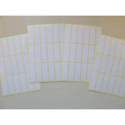 Image of White Paper Stickers, 38x11mm Rectangle, 72 Labels, Self Adhesive Sticky Economy Pack