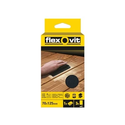 Image of Norton Double Sided Sanding Block for Wood/Plaster 70 x 125 mm with 3 Sheets Assorted Grits