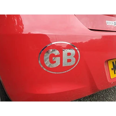 Image of GB Car Stickers Chrome Oval Self Adhesive Vinyl Travel, Car, Van, Lorry