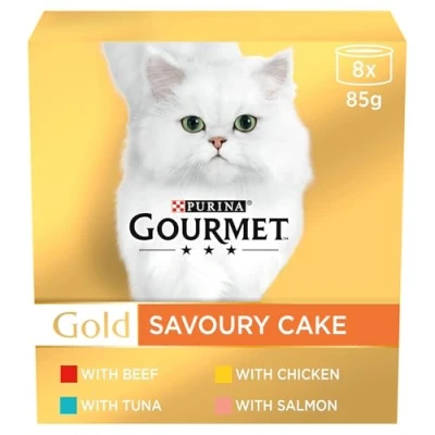 Image of Gourmet Gold Cat Food Savoury Cake Meat and Fish 8x85g, Pack of 6