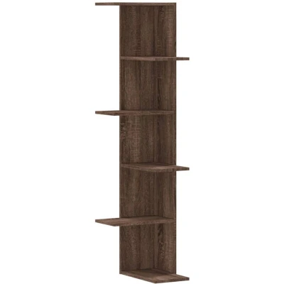 Image of vidaXL Wall Corner Shelf Floating Engineered Wood, Brown Oak 36.5 x 140 cm Living Room, Bedroom