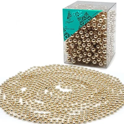 Image of SRV Hub® 8M Luxury Christmas Tree Decoration pearl Bead Garland, for Indoor Xmas Home (Rose Gold Garland)