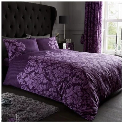 Image of GC GAVENO CAVAILIA Damask Duvet Cover Single Paisley Bedding Set Polycotton Fabric Quilt With Pillowcase Bed Linen Purple