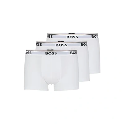 Image of Hugo Boss Men&#039;s 3 Pack Stretch Cotton Regular Fit Trunks, White, Medium