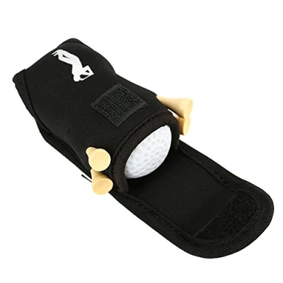 Image of Alomejor Golf Ball Holder Bag Utility Fabric Waist Pouch with 2 Balls and 4 Tees (black)