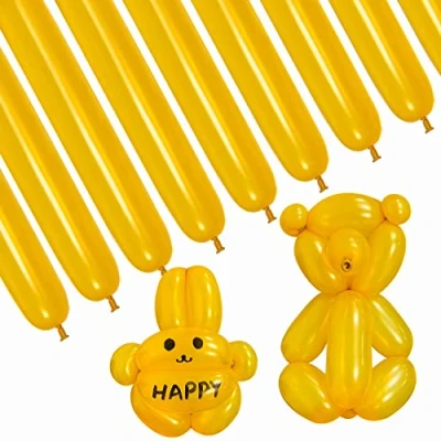 Image of HYKJNBW Long Balloons for Modelling, 260Q Balloons, Magic Twisting Animals Wedding Bachlorette Birthday Party Decoration 100cs (gold)