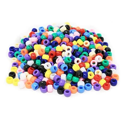 Image of Bright Ideas Barrel Beads PK500 7mm Mixed Colourful for Kids Arts and Crafts, Plastic Craft Decoration, Pony Necklace Bracelet Jewellery Making, Assorted Colours. BI7968.