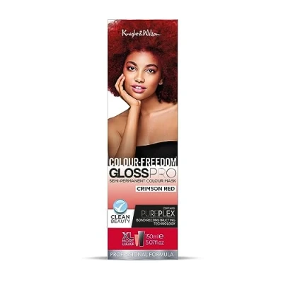Image of Colour Freedom Gloss Pro 150ml Crimson Red Semi Permanent Hair Ultra Vibrant Vegan Mask with PurePlex Ammonia Free Lasts Up To 6 10 Washes