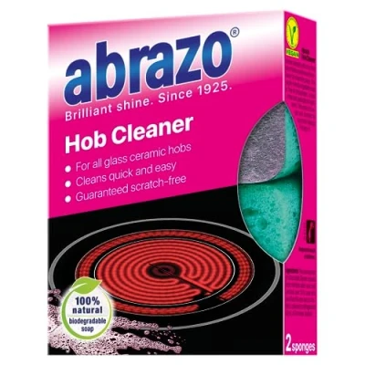 Image of abrazo hob cleaner glass ceramic, induction cleaner, 2 sponges with natural soap clean your cooktop scratch free, extra strong for everyday use
