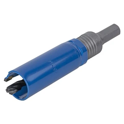 Image of wolfcraft Universal Hole Saw with Mandrel, Pre Assembled, Ø 25 mm I 3874000 use in a wide range of materials, cutting depth 60