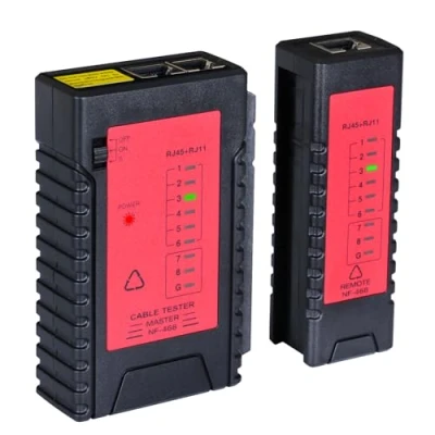 Image of Incutex Ethernet Cable Tester Network Wire for RJ45 RJ11 Patch LAN, Phone Line Tool, red black