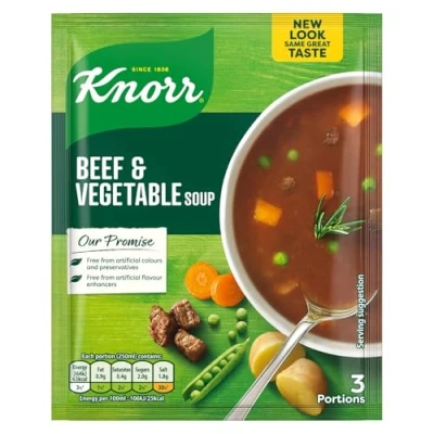 Image of Knorr Beef And Vegetable Packet Soup Mix, 53g, Pack of 3, Irish Recipe