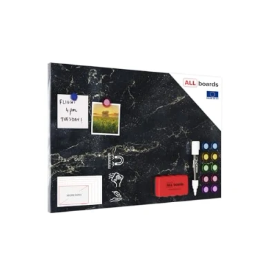 Image of Magnetic Boards MetalBoard Black Marble, Golden Marble 60x40cm a Metal Poster for All Types of Magnets + Set Accessories Included