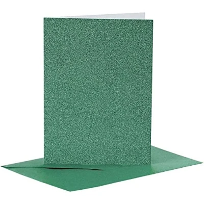 Image of 23026 Cards and Env 10.5x15cm 4pk green glitter