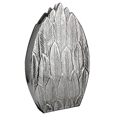 Image of GILDE Flower Vase Made of Aluminium Decorative Living Room Gift for Women Birthday Mother&#039;s Day Colour: Silver Height 28.5 cm