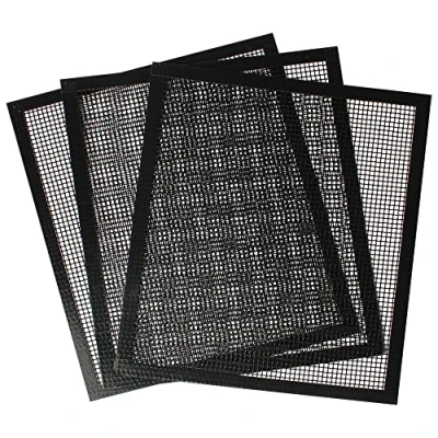 Image of ECOOPTS BBQ Grill Mesh Mat Set 3 PCS Non Stick Grilling Reusable Heat Resistant Teflon Mats for Meat,Veggies, Cooking, Baking 30x33cm (3PCS)