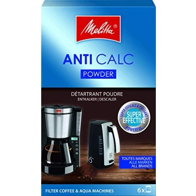 Image of Melitta Anti Calc Powder Descaler for Filter Coffee Machines, Article 192632, 6 Bags of 20 g Each