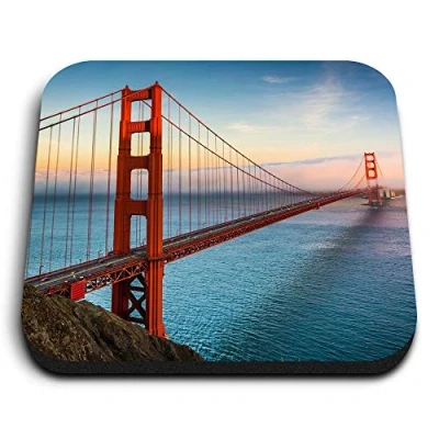 Image of 1 x Square MDF Fridge Magnet Golden Gate Bridge San Francisco USA 8926