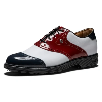 Image of FootJoy Men&#039;s Premiere Series Wilcox Golf Shoe, White/Navy/Wine, 10 UK