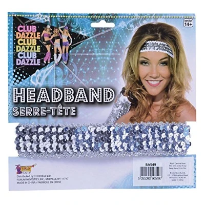 Image of Bristol Novelty BA549 Headband Silver Sequin 1pc, womens, Multicolor, One Size