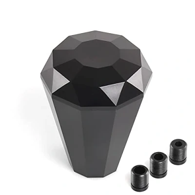 Image of muge racing Car Gear Shift Knob, Diamond Universal Aluminum Knob with 8/10/12mm Adapters(Black)
