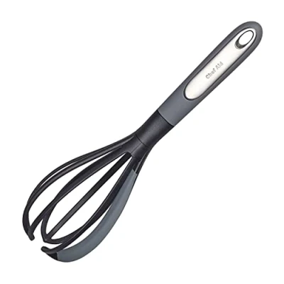 Image of Chef Aid Nylon Headed Whisk with Built in Silicone Bowl Scraper, Ideal for and Mixing within the Pan without Scratching, Comfort Grip Handle, BPA Free Dishwasher Safe