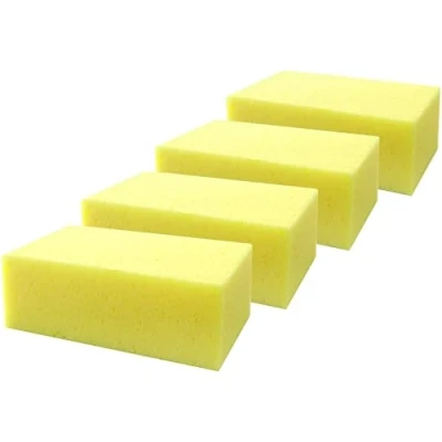 Image of D.RECT Car Sponges 4 Pack General Purpose Sponge for Cleaning, Paint, Rims, Foam, Lightweight, Yellow, 163x115x70mm